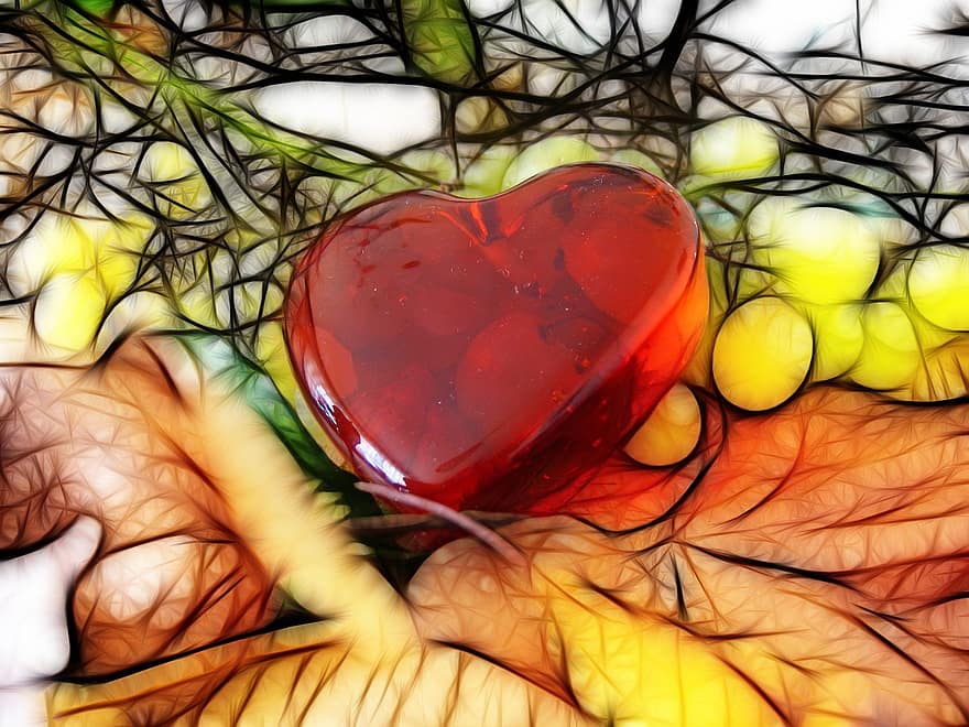 hart-, liefde, tekening, Valentijnsdag, wenskaart, romance, abstract