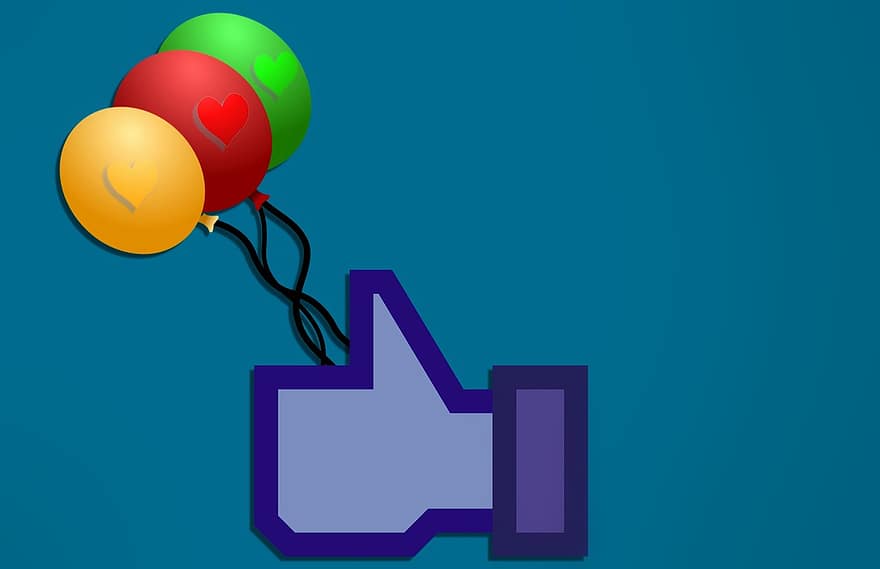 tycka om, tumme, ballong, hjärta, Facebook