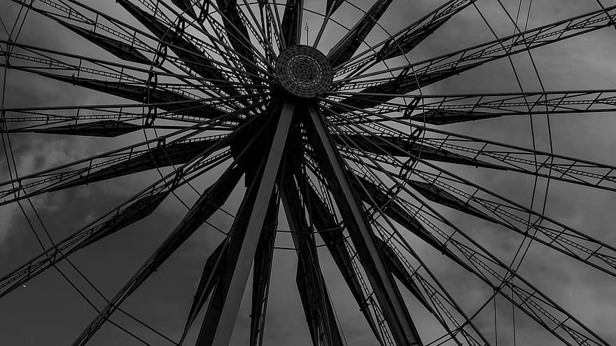 rueda de la fortuna, justa, parque de atracciones, ojo, rueda grande, edificio, París, calles, Francia, arquitectura, urbano
