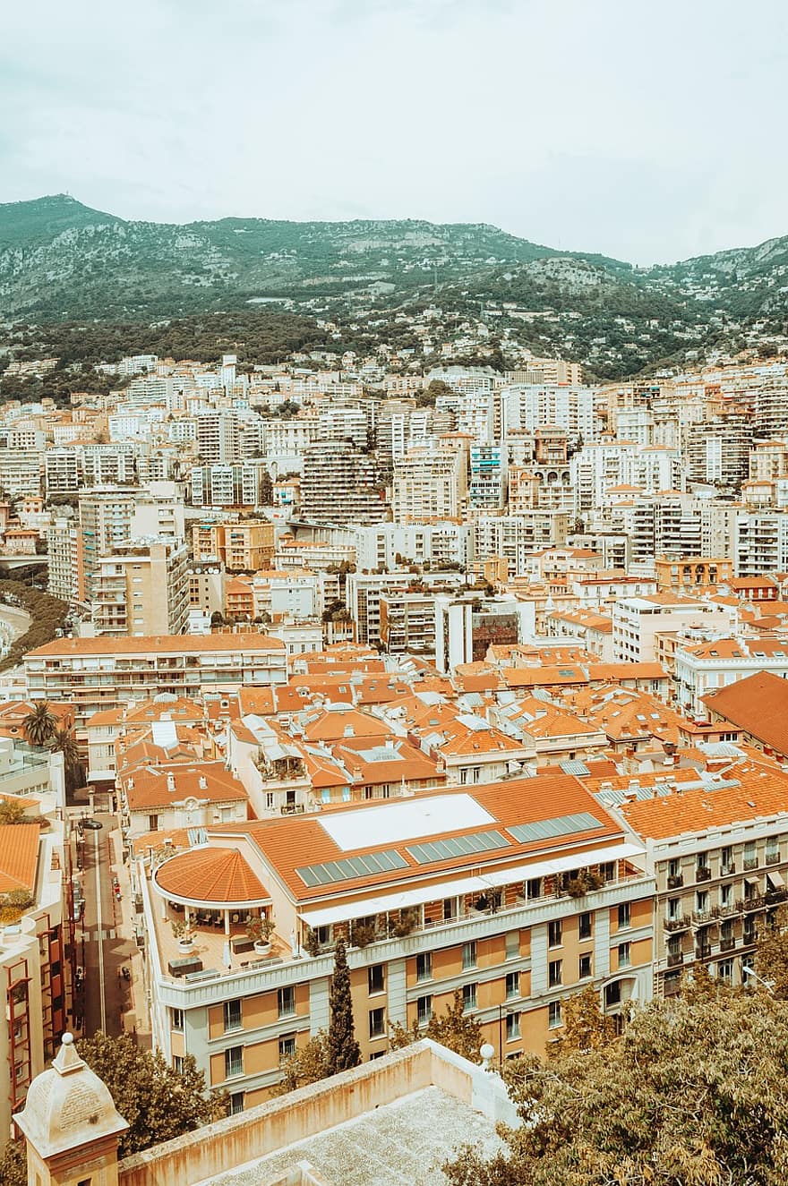 byggnader, stad, horisont, stadsbild, arkitektur, fågelperspektiv, flygperspektiv, frankrike, Monaco, destination, semester
