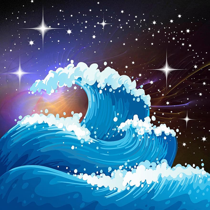Japanske bølger, Waves digitalt papir, baggrund, mønster, papir, dekoration, tekstil, Hav Og Ocean, struktur, skabelon, design