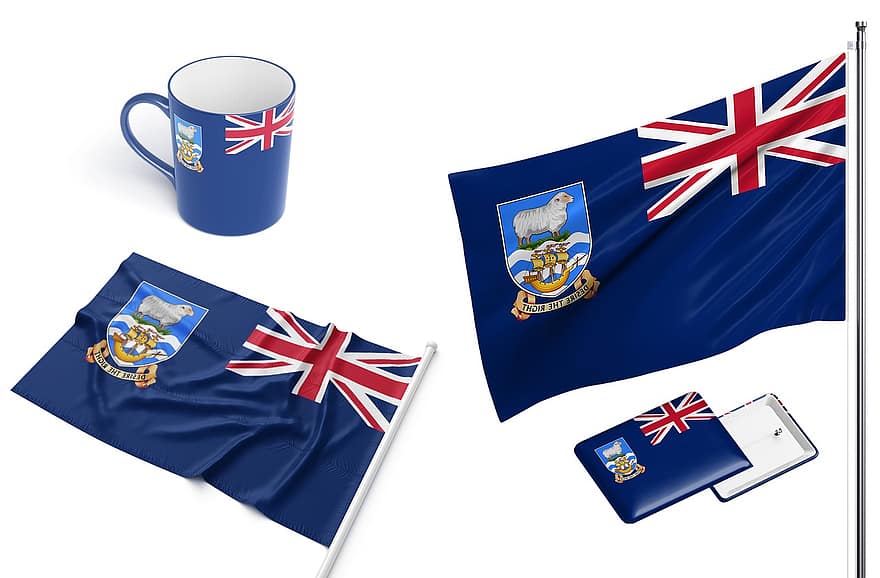 Фолкландските острови, държава, флаг, зависим, националност, чаша, дизайн
