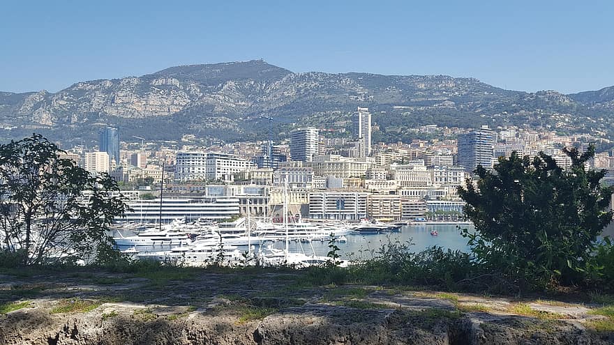 Монако, порт, човни, місто, марина, док, рефлексія, води, море, затока, океану