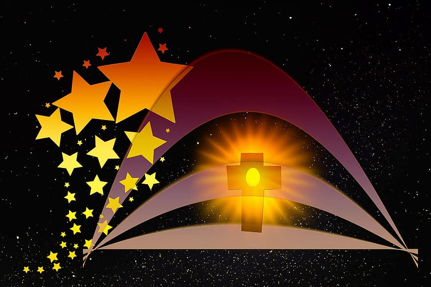Nadal, creu, estrella, llum, advent, decoració, nit de Nadal, atmosfera, desembre, hivern, il·luminació
