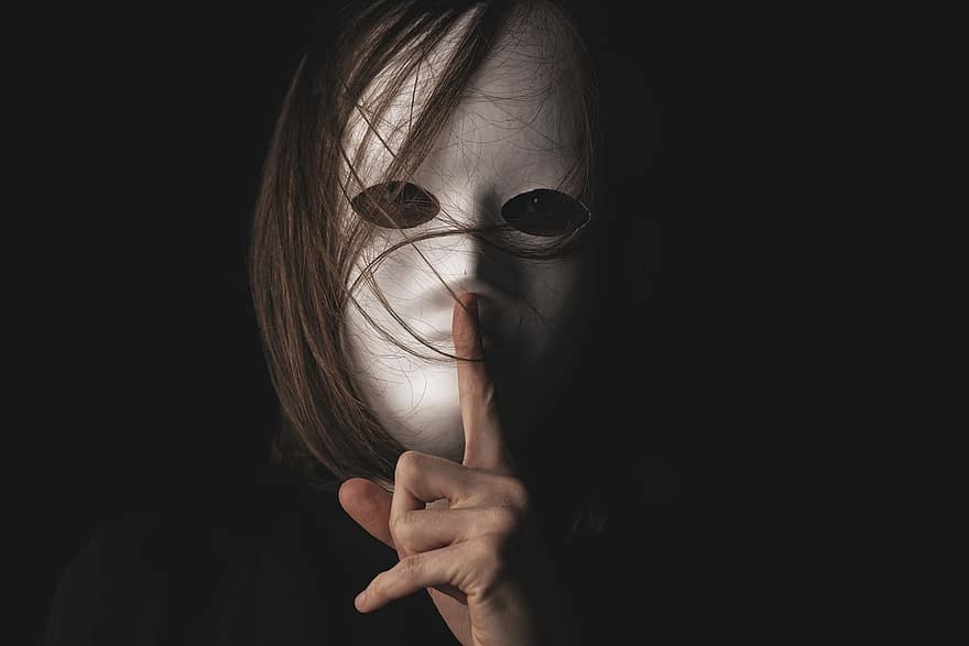 Mask, Costume, Woman, White Mask, Gesture, Concept, Silent, Silence, Expression, Beauty, Artistic