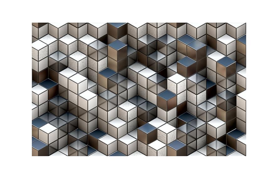 cube, conception, Contexte, moderne, architecture, mosaïque, texture, des carrés, modèle, L'un et l'autre