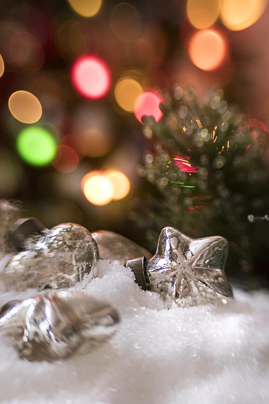 Noël, Contexte, vacances, arbre, lumières, saisonnier, maison, à l'intérieur, décoration, décor, flou