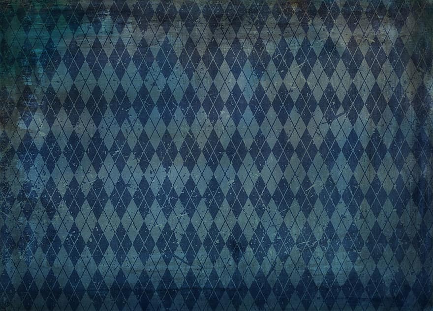 Background, Pattern, Diamond, Blue, Old, Old Fashioned, Retro, Scratches