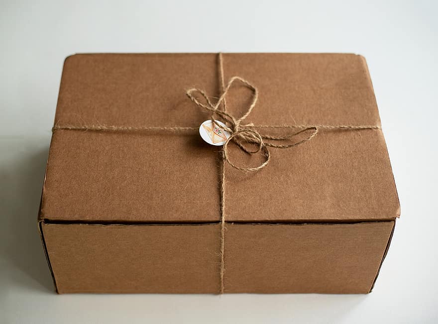 pacchetto, posta, regalo, pacco regalo, carta, scatola, contenitore, cartone, confezione, scatola di cartone, isolato
