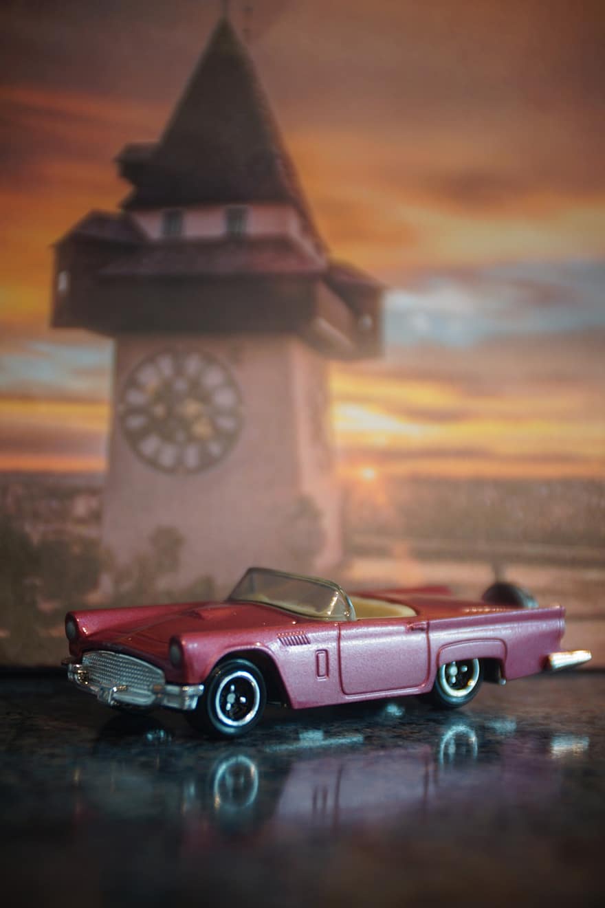 auto, brinquedos, Torre do Relógio, miniatura, ponto de referência, torre, veículo, abendstimmung, oldtimer
