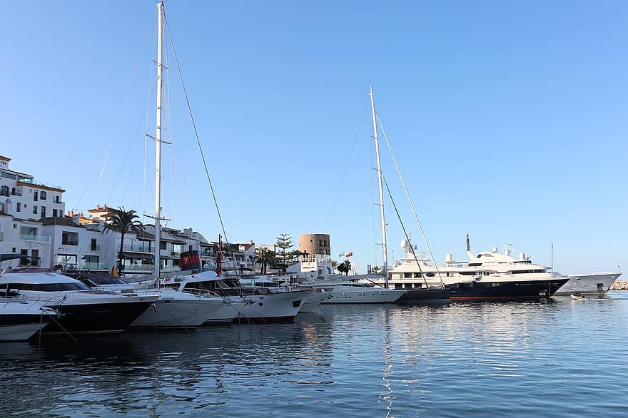 лодки, пътуване, туризъм, порт, Малага, Испания