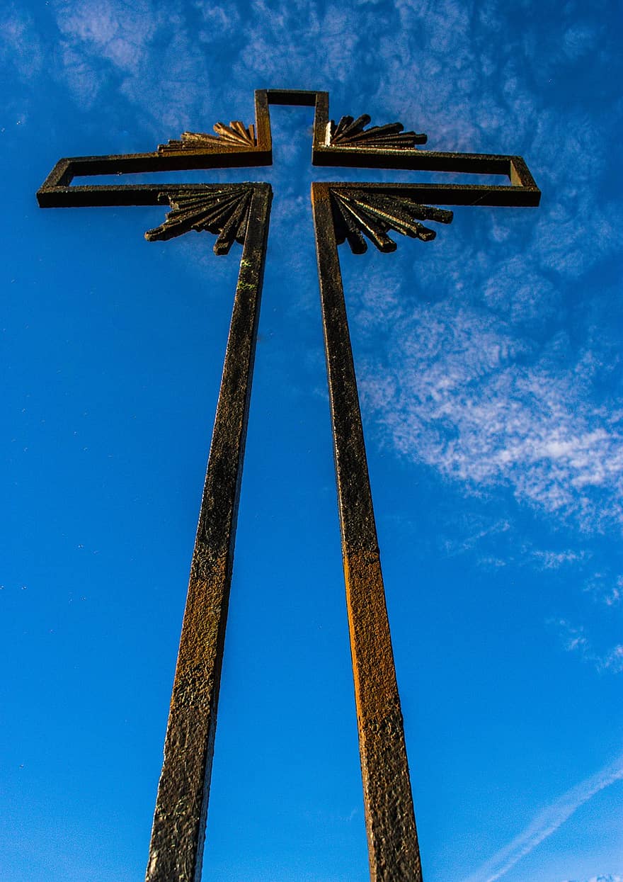 カルバリー、クロス、青空、空、十字架、構造