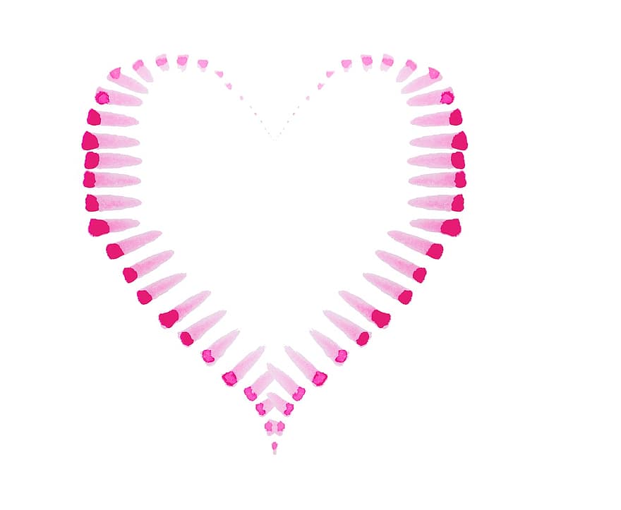 hart-, waterverf, rood, roze, Valentijn, Valentijnsdag, liefde, geluk, abstract, verhouding, dank je