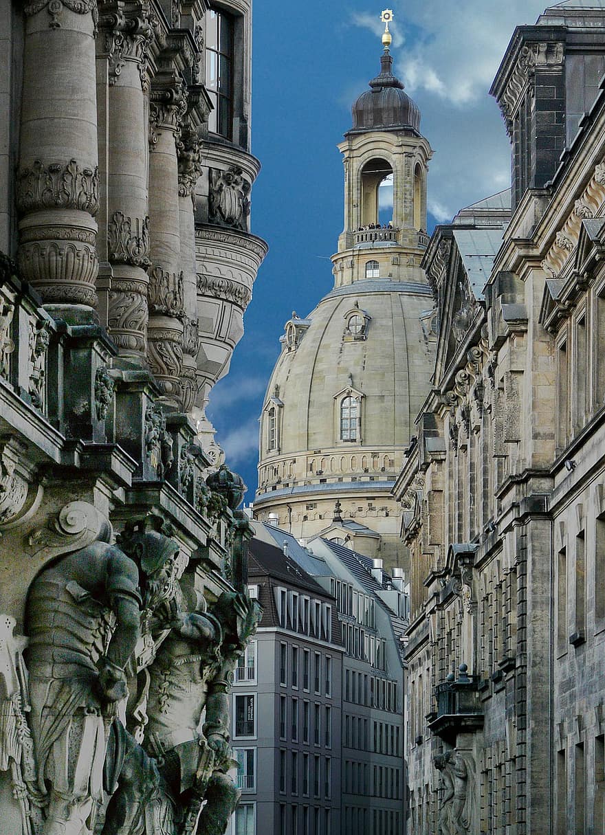 Frauenkirche, Chiesa, Dresda, Sassonia, Germania, architettura, città vecchia, punto di riferimento, costruzione, famoso, storico
