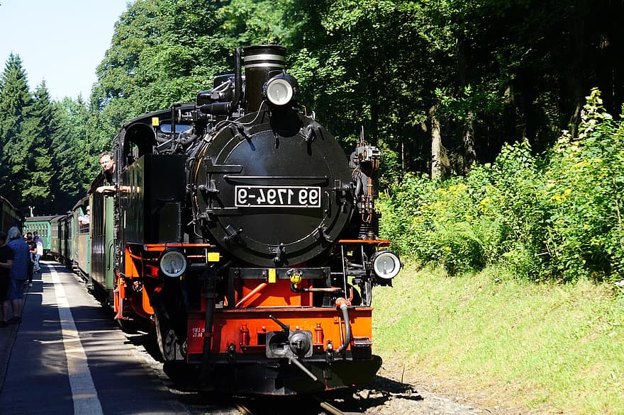 tog, reise, lokomotiv, transport, smalspor jernbane, Fichtelbergbahn