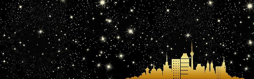 banner, capçalera, horitzó, Nadal, targeta de Nadal, targeta de felicitació, estrella, fractals, blau, advent, nit de Nadal