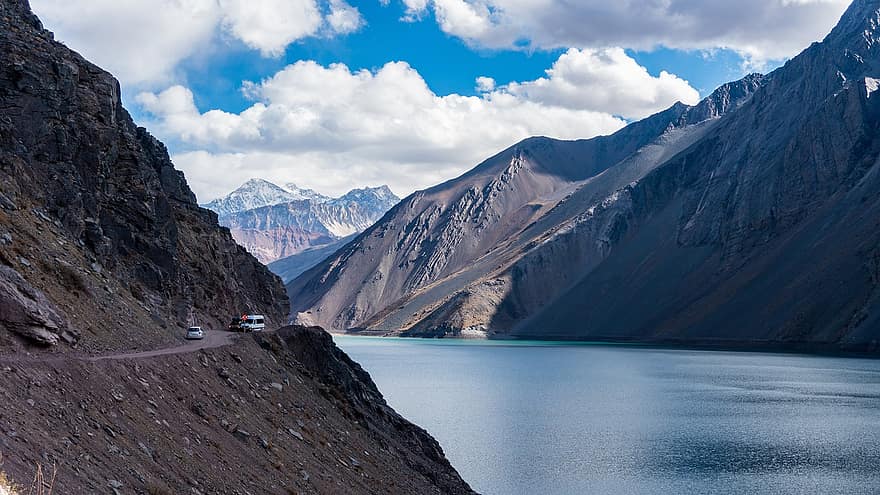 Cordillera, Anden, Los Andes, Chile, Berg, Landschaft, Natur, szenisch, draußen, Schnee, vicuña