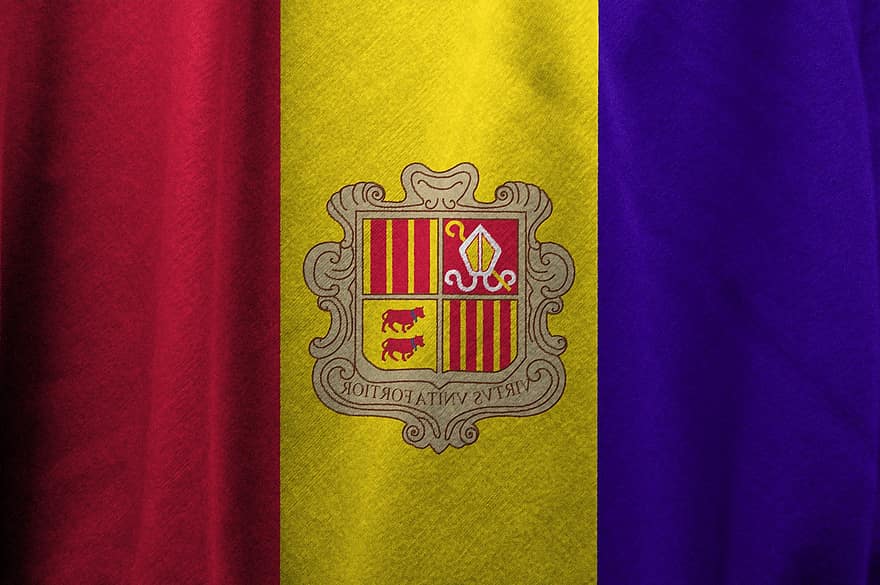 Andorra, zászló, szimbólum, nemzet, ország, nemzeti, hazaszeretet, transzparens, állampolgárság, embléma
