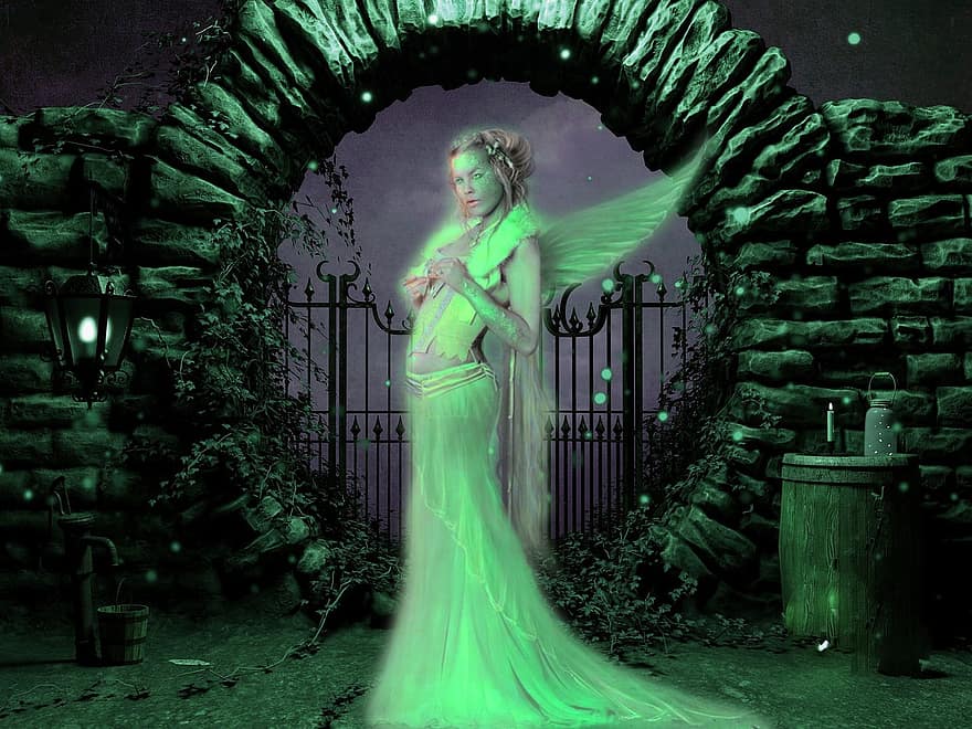 Background, Archway, Gate Fairy, Fantasy, Female, Character, Digital Art