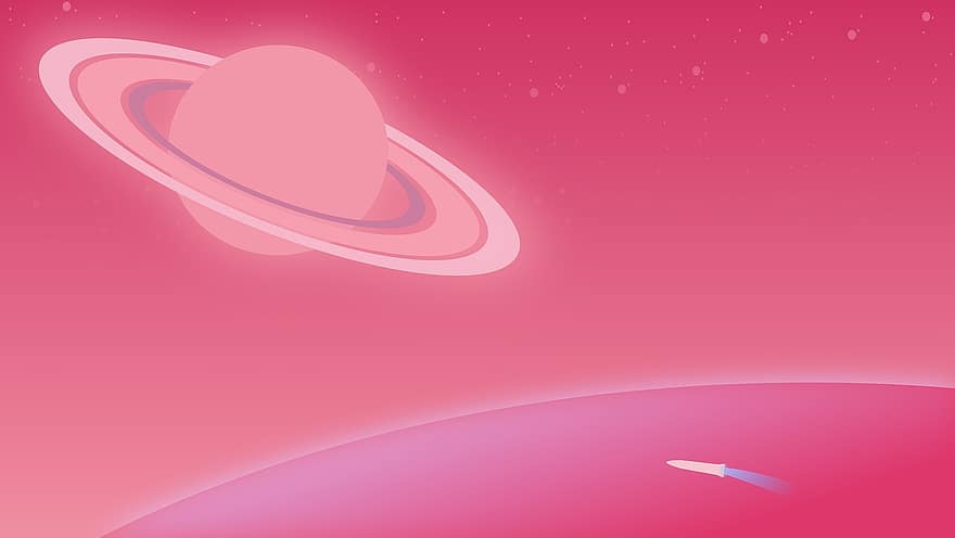 paisaje, Saturno, espacio, rosado, dibujo, antecedentes, galaxia, ciencia, astronomía, ilustración, noche