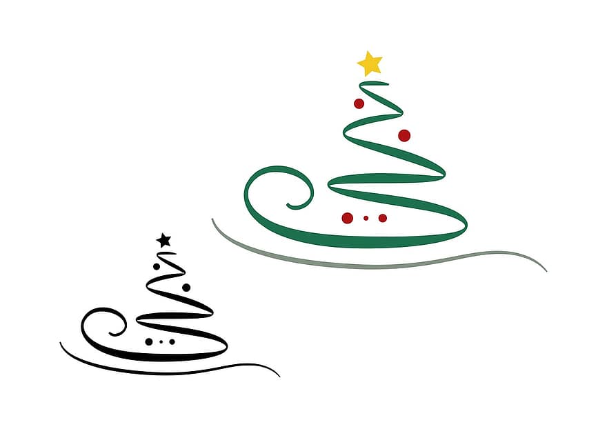 hari Natal, abstrak, set, festival, pohon Natal, kedatangan, bintang, dekorasi, dekorasi Natal, pohon cemara, waktu Natal