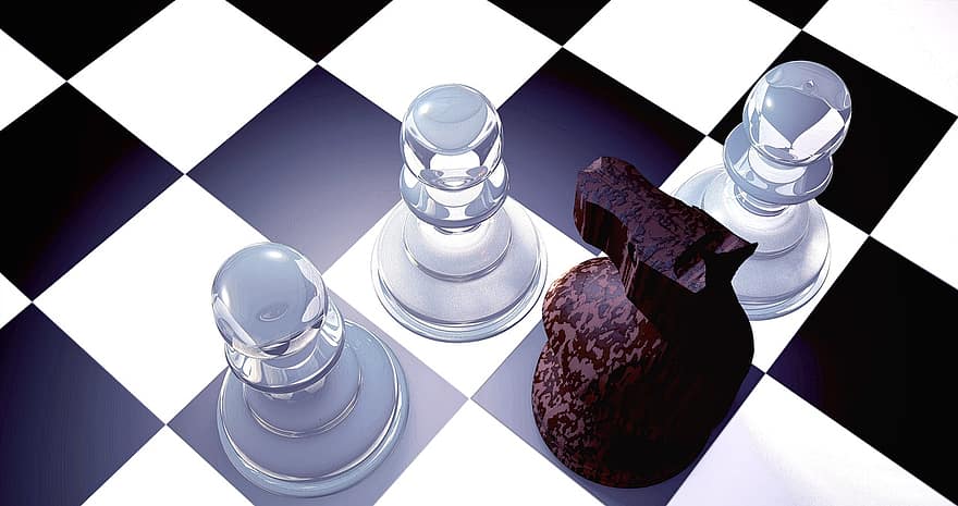 チェス、うま、スプリンガー、バウアー、チェスの駒、チェス盤、3D、チェスゲーム、プレイフィールド、数字、ボードゲーム