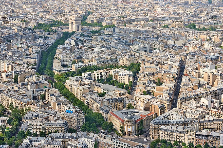 Parijs, Frankrijk, metropolis, stad, reizen, stadsgezicht, luchtfoto, Bekende plek, dak, architectuur, hoge hoekmening