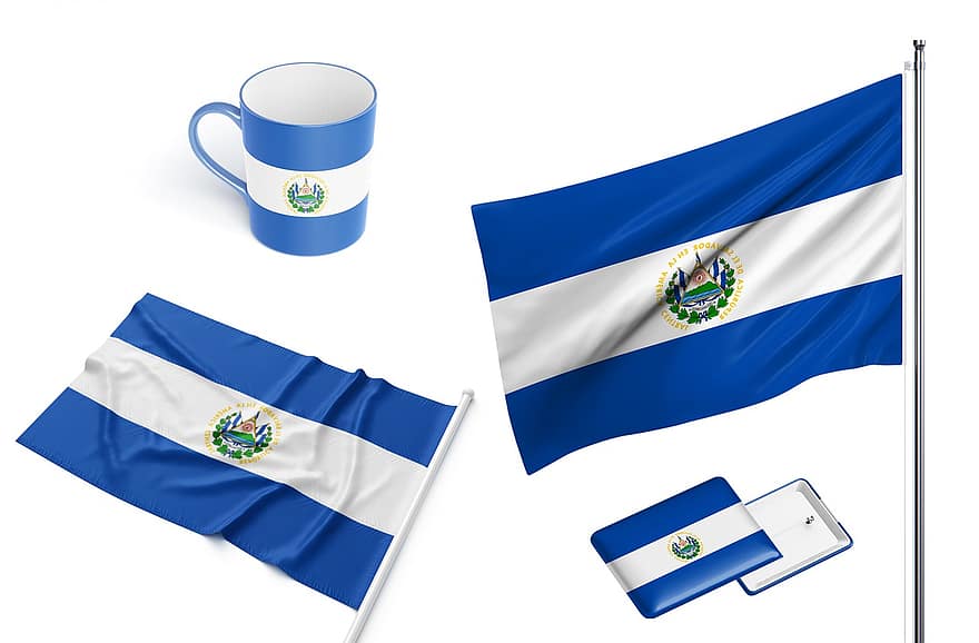 pays, drapeau, Le Salvador, nationale, nation, symbole
