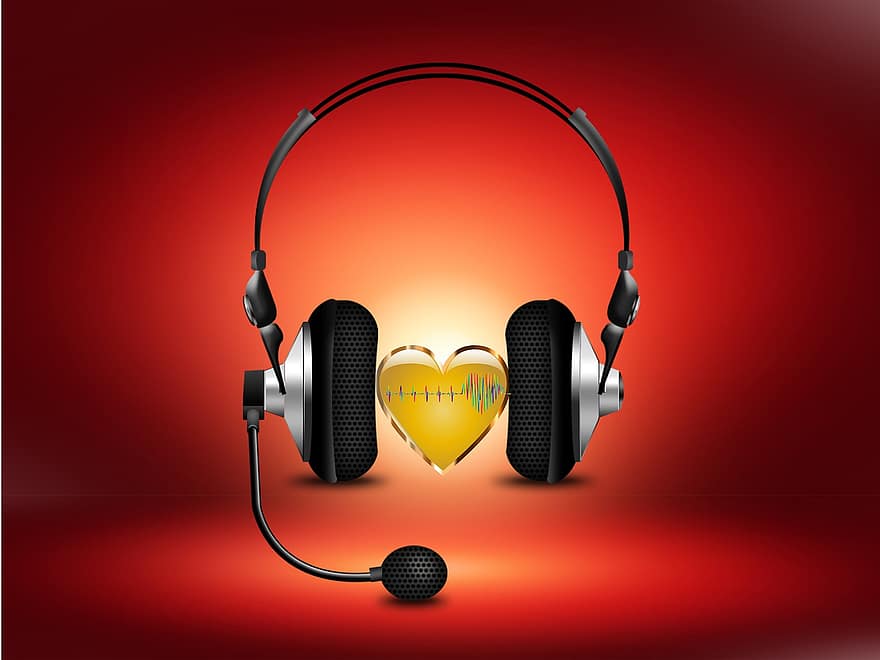 mūziku, skaņu, likme, sirds, sirdsdarbība, austiņas, audio, audio iekārtas, mūzikas
