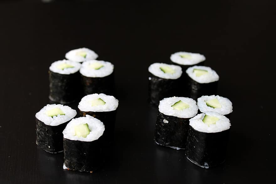 Sushi, Maki, Cucumber, Rice, Algae, Japanese, Food, Roll, Japan, Asia, Eat