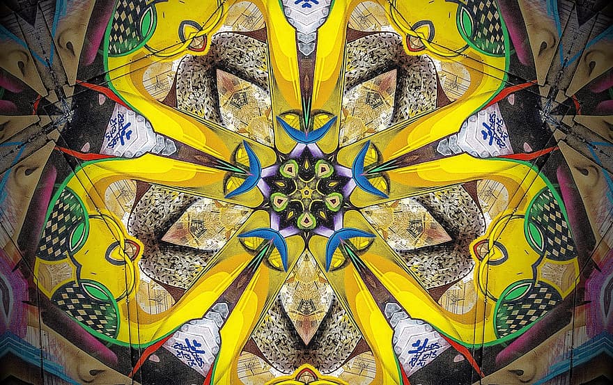 Rosette, Mandala, Kaleidoskop, bunter Hintergrund, Ornament, Tapete, Dekor, dekorativ, symmetrisch, Textur, Grafik