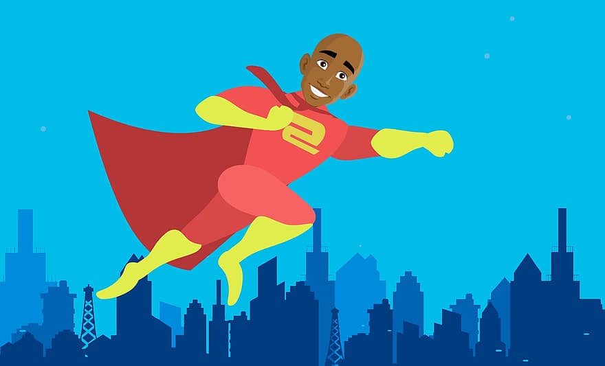 город, супергероя, герой, африканец, американский, защитник, человек, сильный, Храбрый, летающий, борьба
