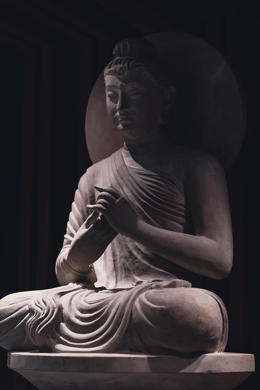 Buddha, buddhistická socha, Vietnam, buddhismus, sochařství, socha, sedící, náboženství, architektura, uvnitř, muži