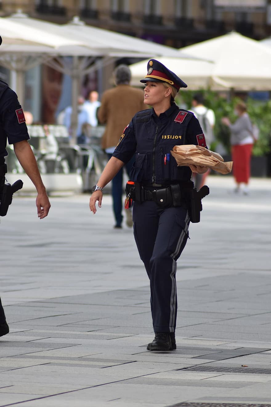 vrouw, Politie, werk, politieagente, stad, Wenen