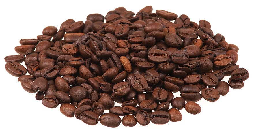 biji kopi, terpencil, putih, Latar Belakang, kopi, coklat, panggang, tumpukan, tekstur, latar belakang kopi
