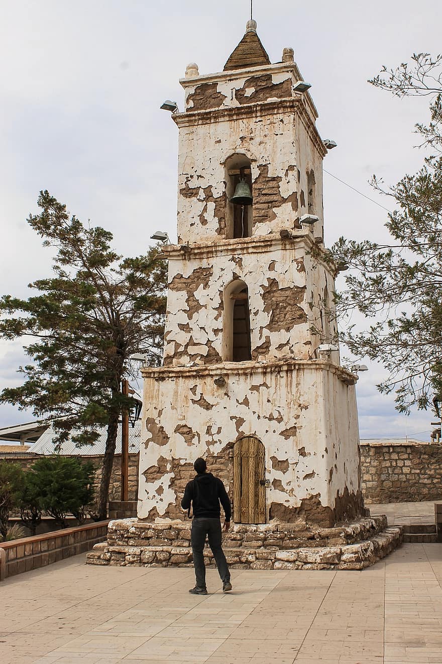 gereja, bangunan, reruntuhan, menara, pria, adobe, Arsitektur, toconao, Gereja Toconao, Chili, Alun-Alun Toconao