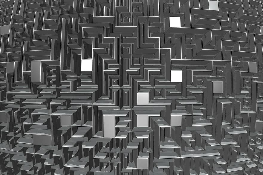 Maze, Labyrinth, Wall, Abstract, Geometric, Background, Gray Abstract