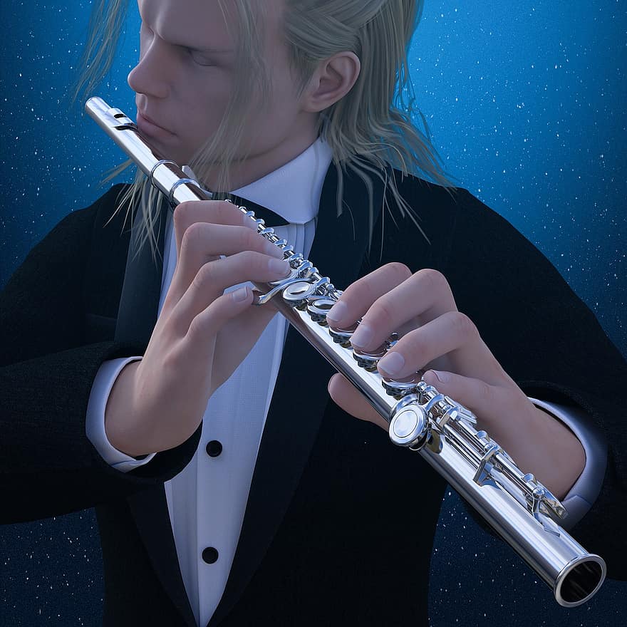 Mann, Flöte, Musikinstrument, Instrument, Flötist, klassisch, Musiker, Porträt