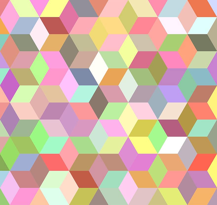 Mosaic, Background, Cube, Pattern, Happy, Mosaic Background, Geometric, Tile, Color, Design, Grid