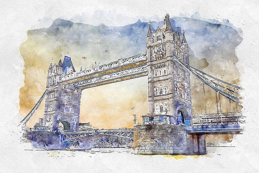 bro, elv, fotokunst, landemerke, historisk, turistattraksjon, arkitektur, tårn, Tower Bridge, by, Themsen