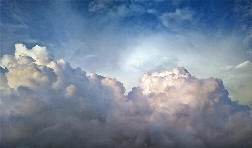 núvols, cel, cloudscape, cel ennuvolat, fons, esponjós, Cúmulus, dia, durant el dia