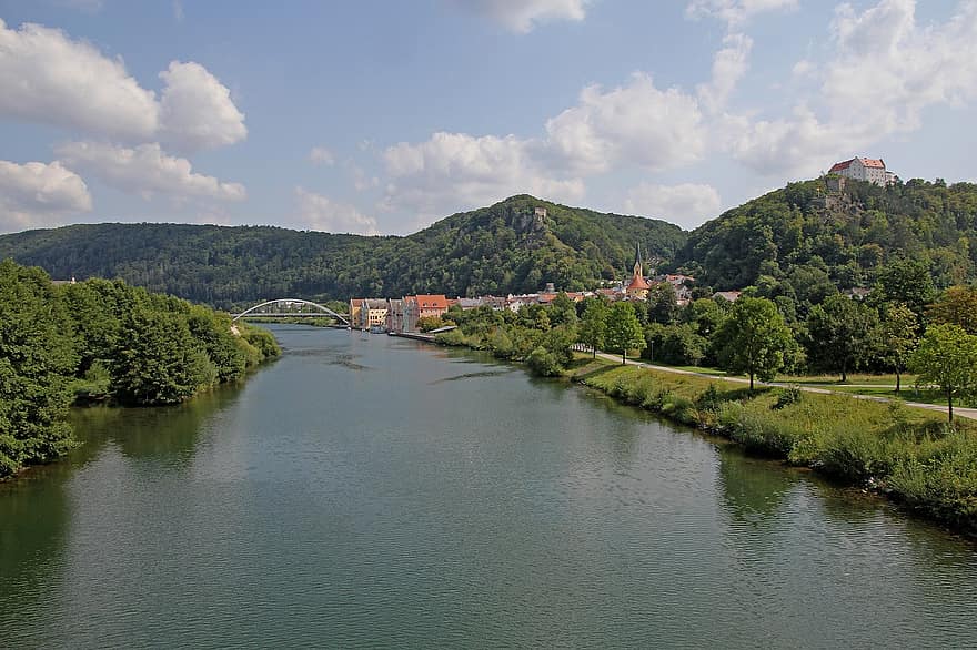 Riedenburg, vale altmühl, rio, natureza, fundo