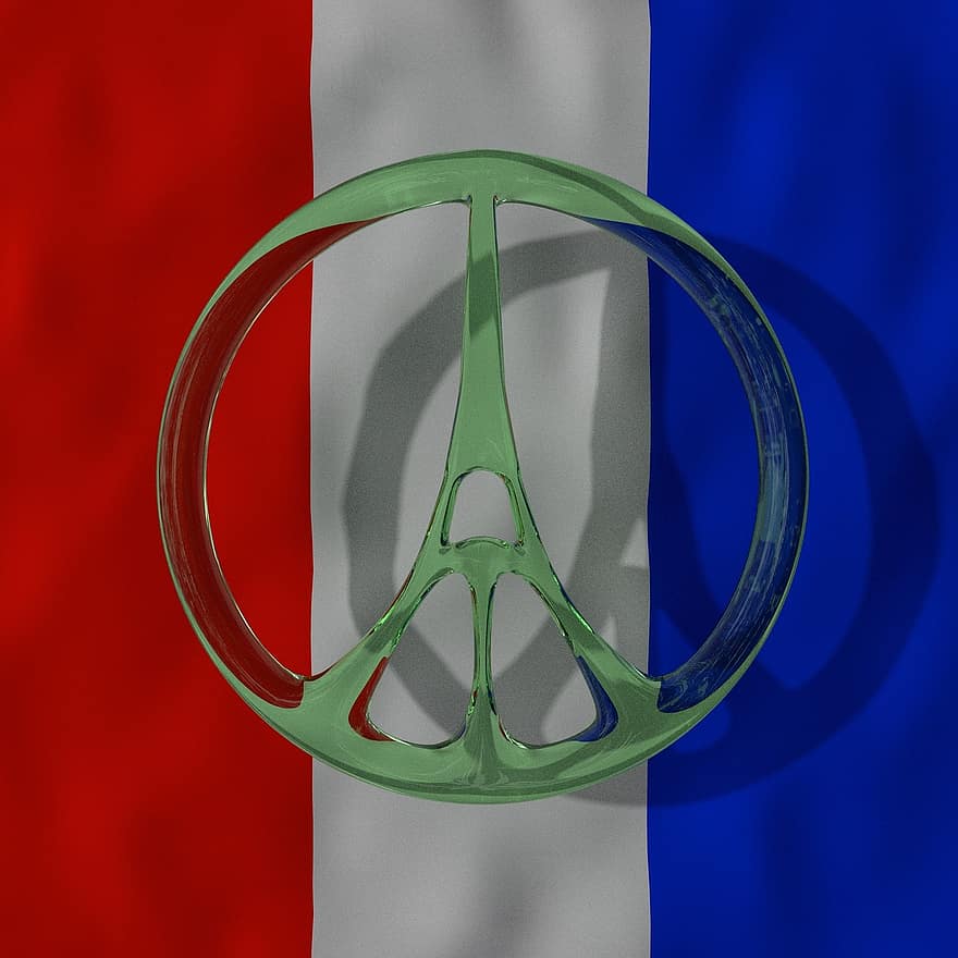Frankrike, fred, Eiffel, fransk, flagg, glass, modell, paris, monument, berømt