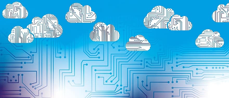 облак, компютър, платка, процесор, данни, дигитален, информация, обработка на данни, изчислителни облаци, технология, интернет