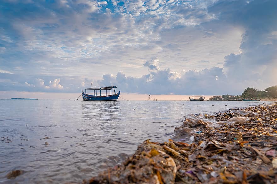 بانتاي تيلوك أور جيبارا ، شاطئ بحر ، إندونيسيا ، البحر ، قارب ، محيط ، العبارة ، جزيرة