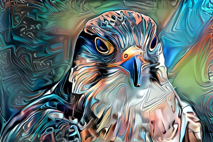 falco, arte, uccello