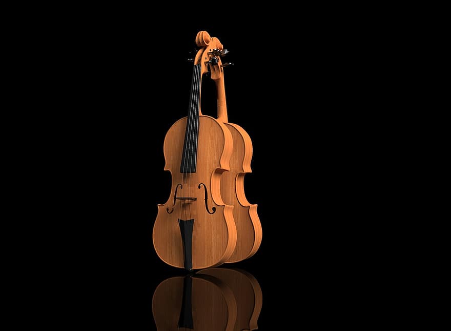 Geige, Violine auf schwarzem Hintergrund