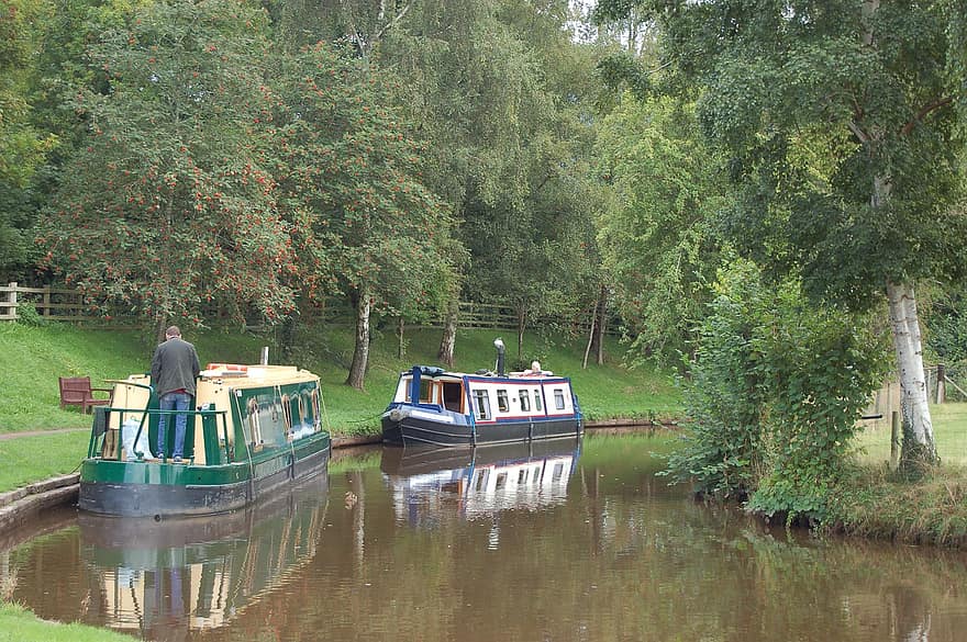 husbåt, kanal, natur, resa, utforskning, utomhus, vatten, pråm, båt, vattenväg, Monmouthshire Canal