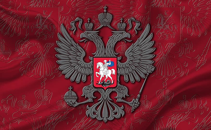 ロシアの旗、ロシアの紋章、ロシアのインペリアルイーグル、帝国のワシ、旗