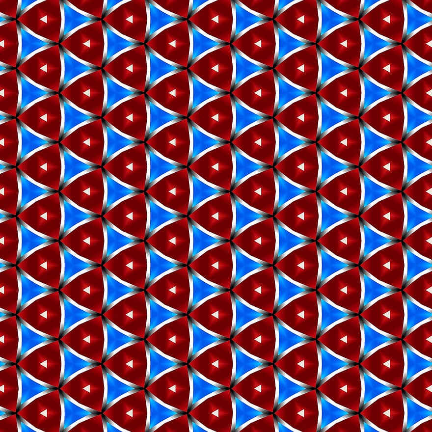 무늬, 삼각형, 이음새없는, 빨간, 푸른, 원활한 패턴, 조직, 되풀이, 반복